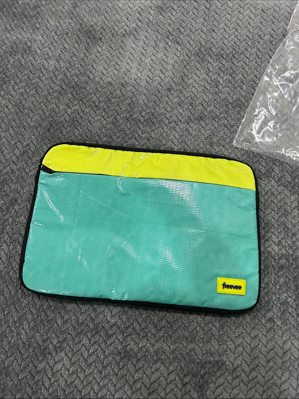 Teal and Yellow Tablet Sleeve with Top Zip Protection